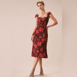 RIHOAS Floral Red Midi Dress